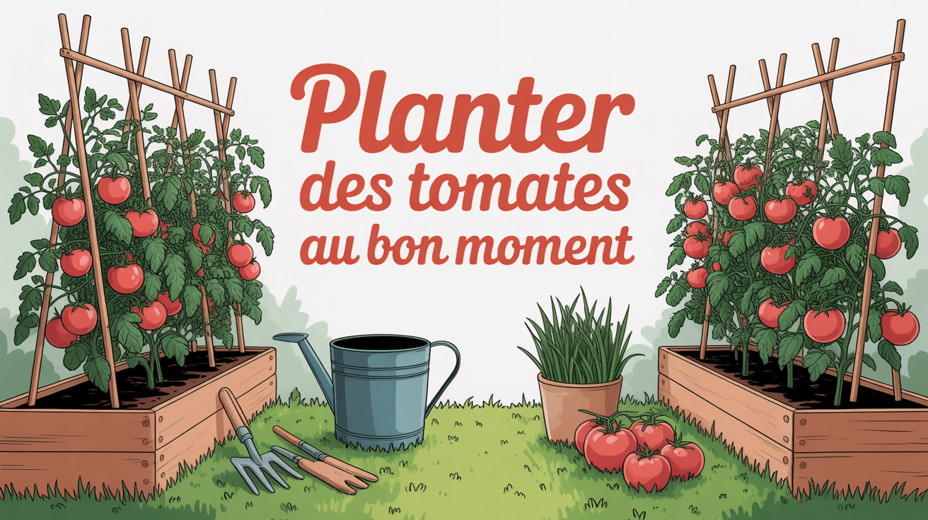 jardin potager avec plants de tomates et outils de jardinage