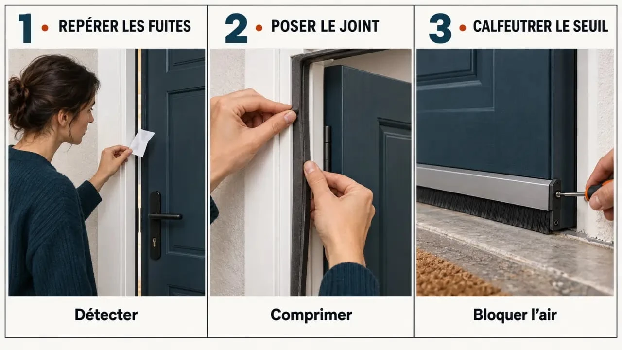 Comment isoler une porte d'entrée : repérer les fuites d'air, poser un joint et traiter le bas de porte
