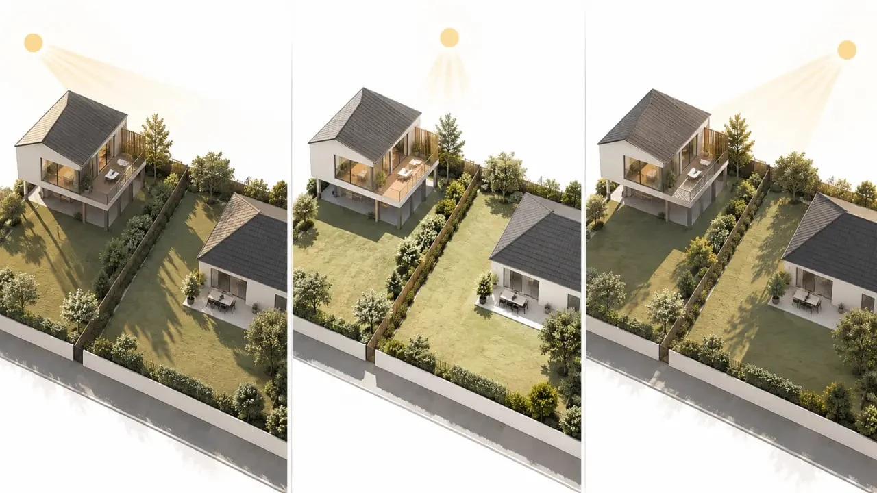 Surélévation maison et voisinage : visualisation de l’impact des ombres et de la lumière sur la propriété voisine