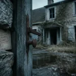 Maison abandonnée : bien sans maître, panneau lisible