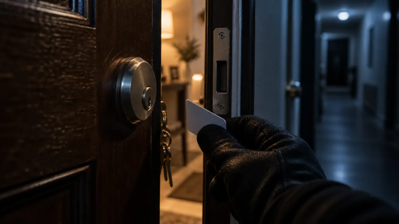Ouvrir une porte claquée : serrure et clé entrebâillées, détecter le blocage