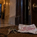 Serrurier porte claquée : porte entrouverte et clés